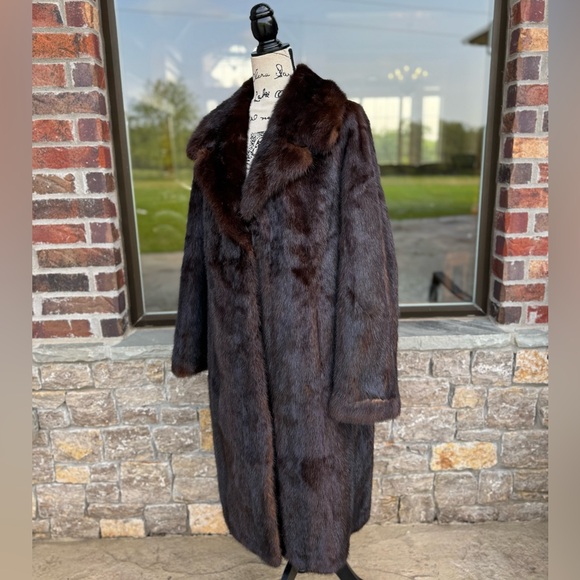 Vintage Mahogany Mink Fur Over Coat Real Fur Coat Brown - Picture 8 of 11